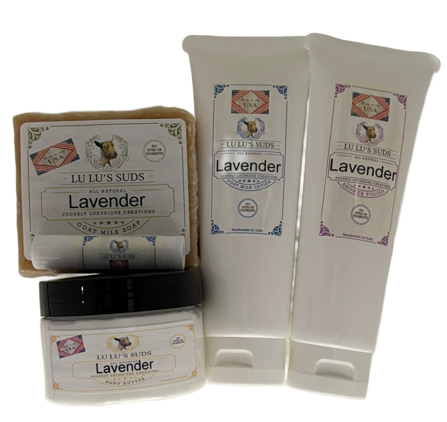 Lavender Soap, Lotion, Body Butter, Body Shower Polish Gift Set